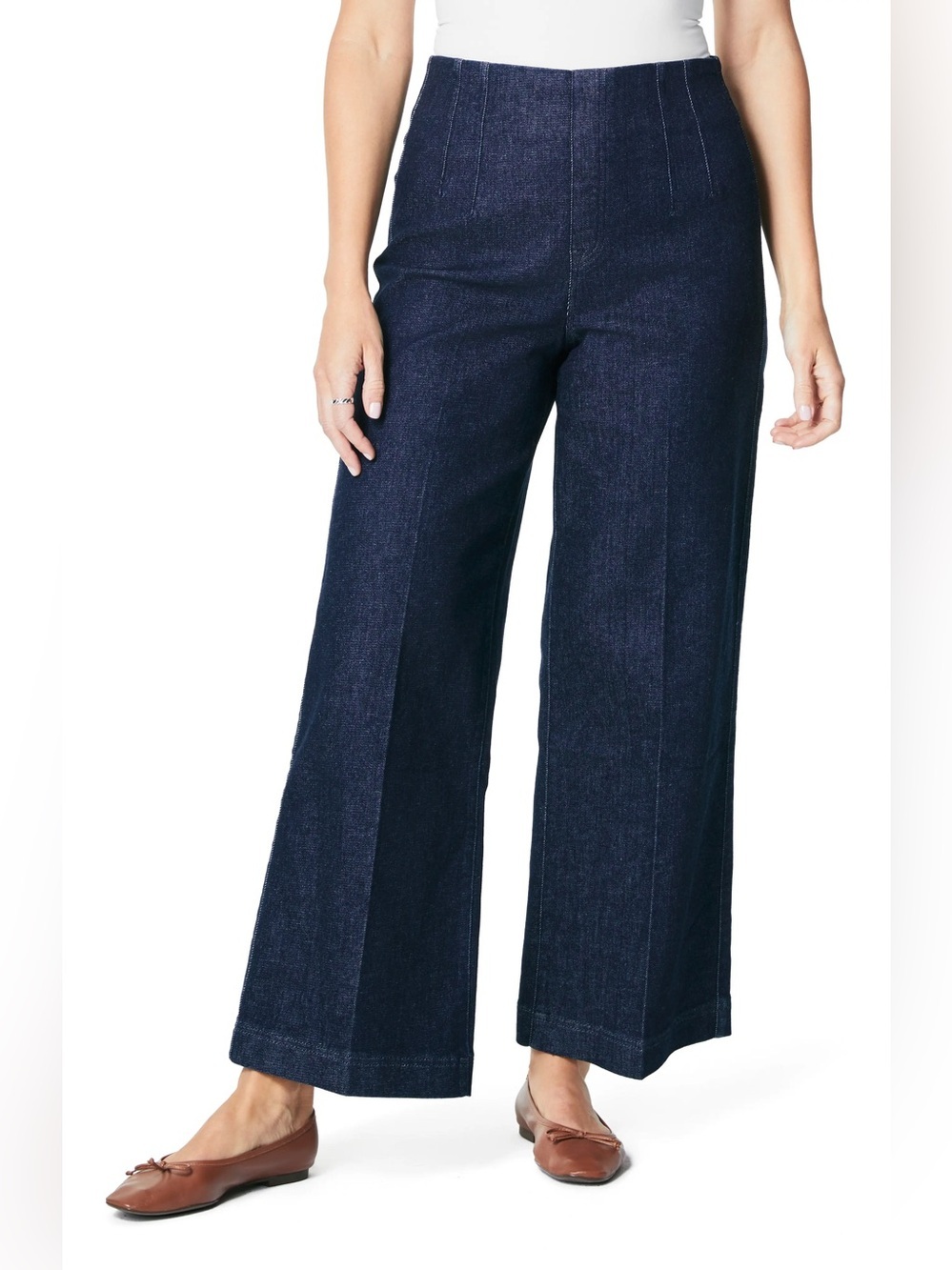 Spanx Zero Waistband Crop Wide Leg Jeans Size Large